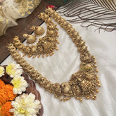 Vriksham Designer Gold Plated Lakshmi With Peacock Bridal Set-Gold Bead-G19184